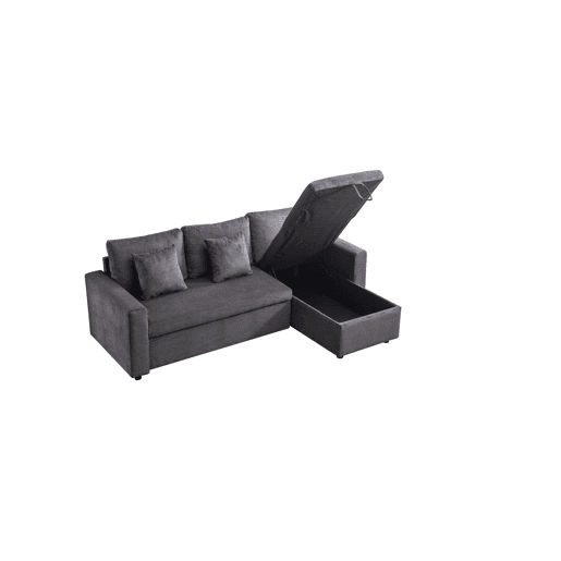 Chaise longue DRAKO reversível 3 lugares cinza escuro