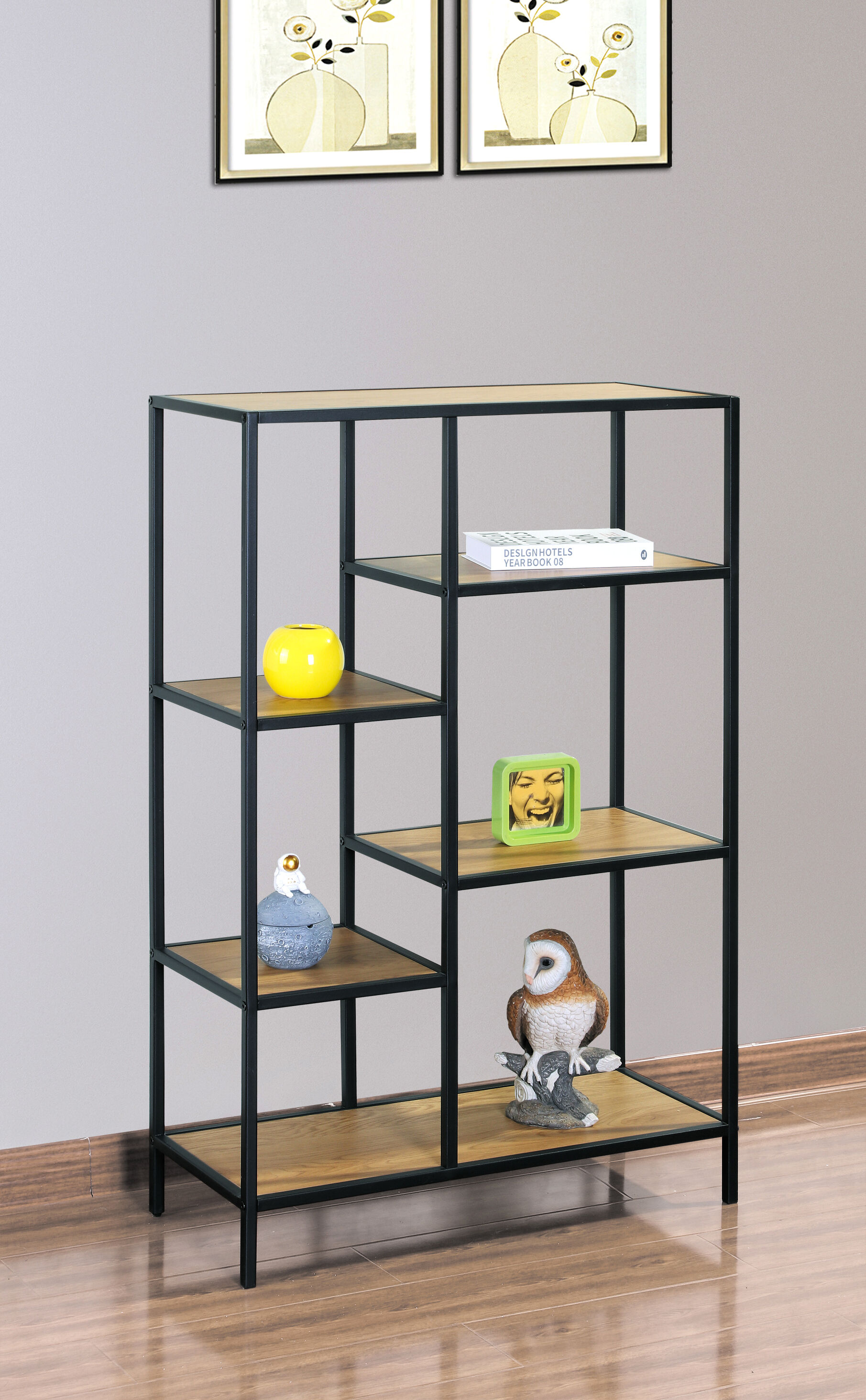 Estanteria color roble 6 huecos LILY