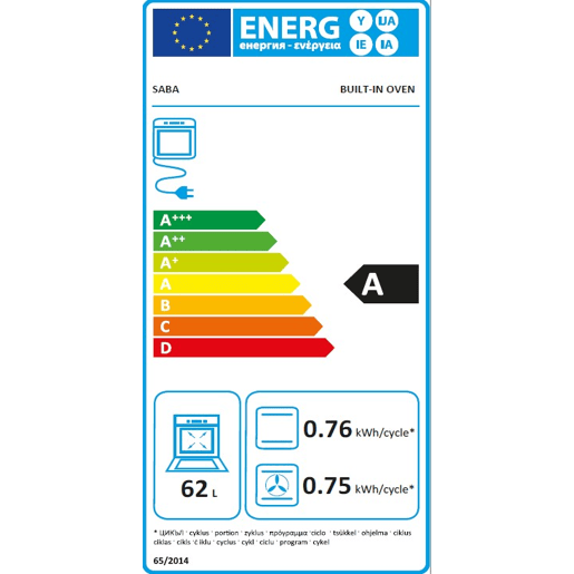 Forno elétrico SABA SB-BIDO-2023 multifunções 62 litros