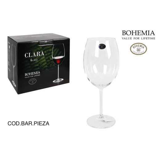 Set 6 copos de vinho CLARA de cristal da Bohémia