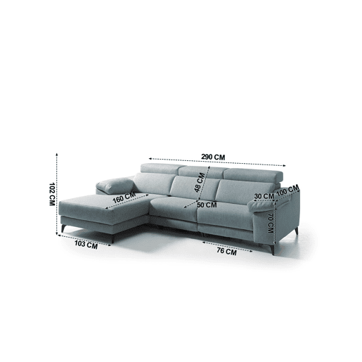 Chaise longue 4 lugares relax elétrica AMIL esquerda azul