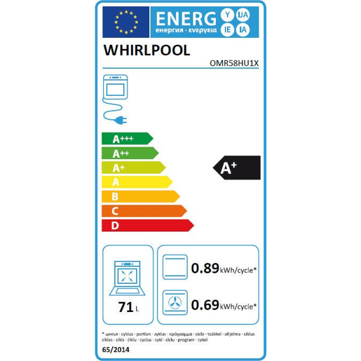 Forno elétrico WHIRLPOOL OMR58HU1X multifunções 71 litros