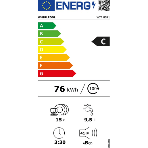 Máquina lavar loiça WHIRLPOOL W7F HS41 X 15 conjuntos