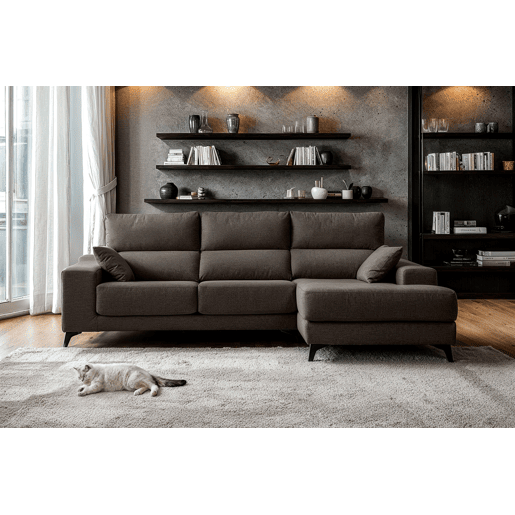Chaise longue 4 lugares NOELIA XL cor chocolate dereita