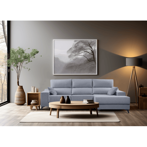 Chaise longue 4 lugares NOELIA XL cor azul claro dereita