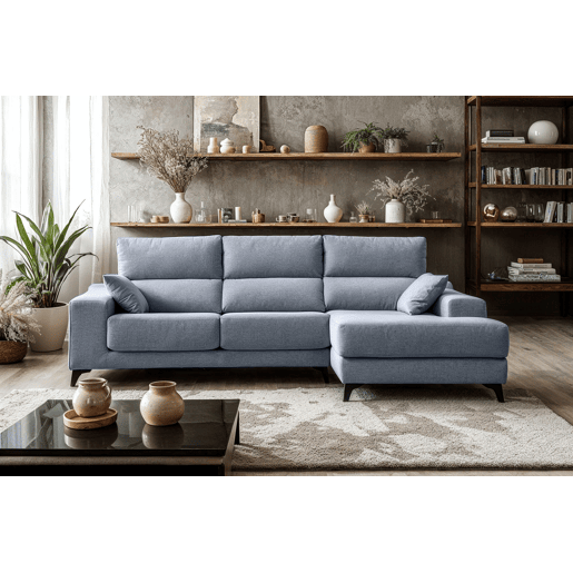 Chaise longue 4 lugares NOELIA XL cor azul claro dereita