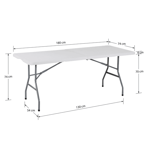 Mesa polivalente CATERING dobrável 180x74cm HDPE branco
