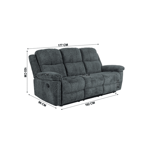 Sofá ALYSA 2 lugares relax manual cinza escuro Sofá ALYSA 2 lugares relax manual cinza escuro