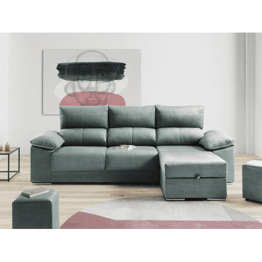 Chaise longue 3 lugares dereita cor cinza EIRA