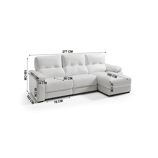 VADI Chaise longue 3 lugares relax elétrica dereita cor branco