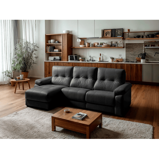 VADI Chaise Longue 3 Lugares Relax Elétrica Esquerda, cor preto.