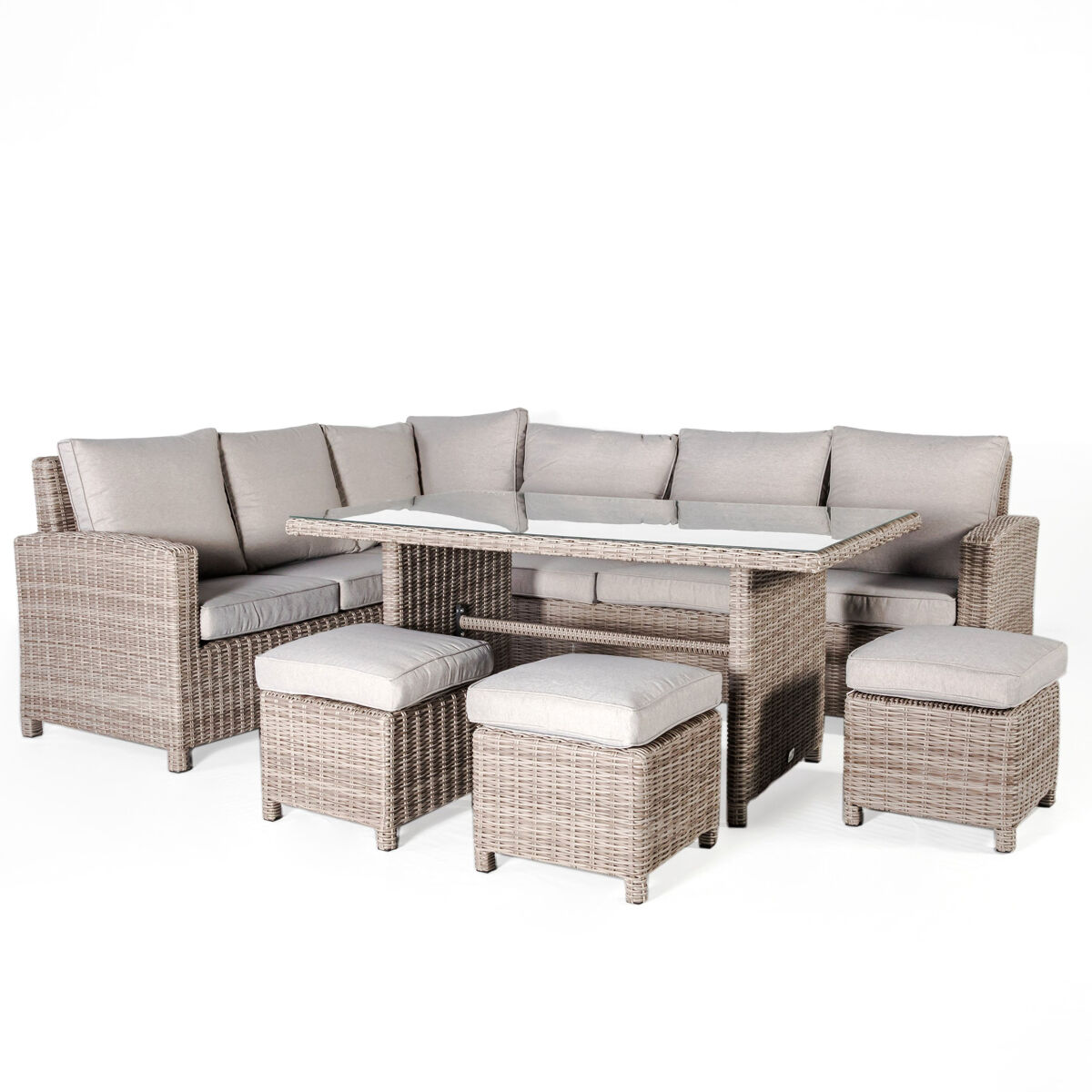 Set rinconera de jardín BONN con mesa y tres puffs