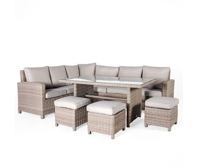 Set rinconera de jardín bonn con mesa y tres puffs