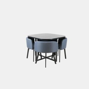 Conjunto de sala 1 mesa e 4 cadeiras LILIAN preto e azul