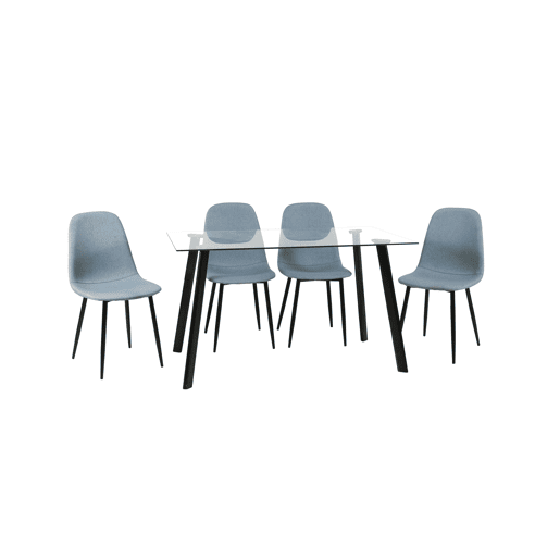Conjunto de sala AMINA 1 mesa e 4 cadeiras cinza Conjunto de sala AMINA 1 mesa e 4 cadeiras cinza