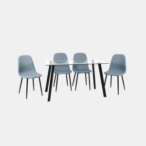 Conjunto de sala AMINA 1 mesa e 4 cadeiras cinza