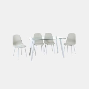 Conjunto de sala AMINA 1 mesa e 4 cadeiras bege