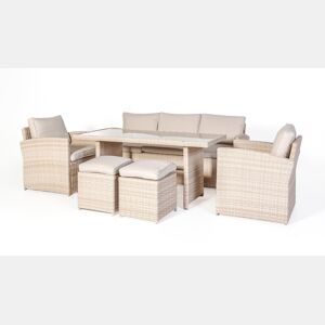 Set AREZZO sofá 3 lugares, 2 cadeirões, 2 bancos e mesa bege