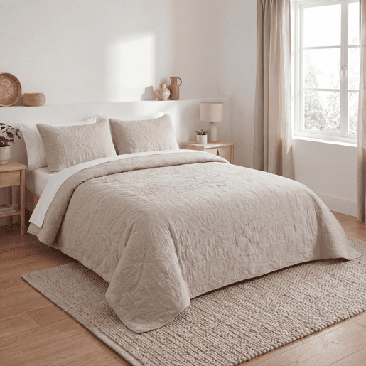 Colcha ATENAS cama 150cm cor bege