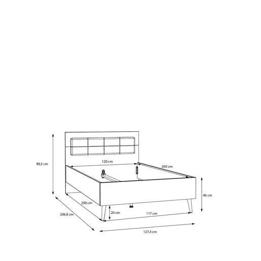 Cama LYON 120cm de cor carvalho Cama LYON 120cm de cor carvalho