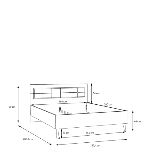 Cama LYON 160cm de cor carvalho