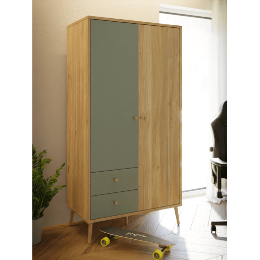 Roupeiro SERIE LYON portas batentes 94x185cm carvalho