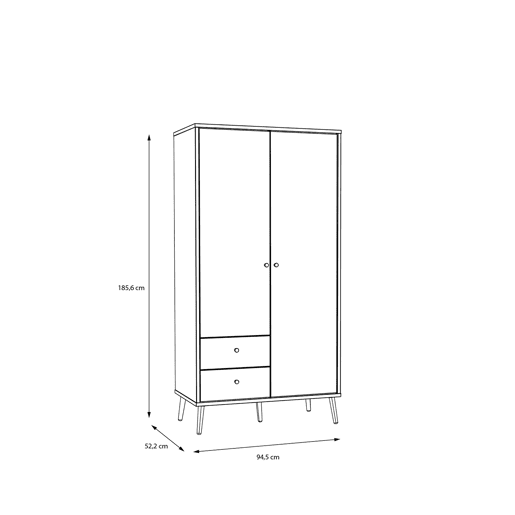 Roupeiro SERIE LYON portas batentes 94x185cm carvalho