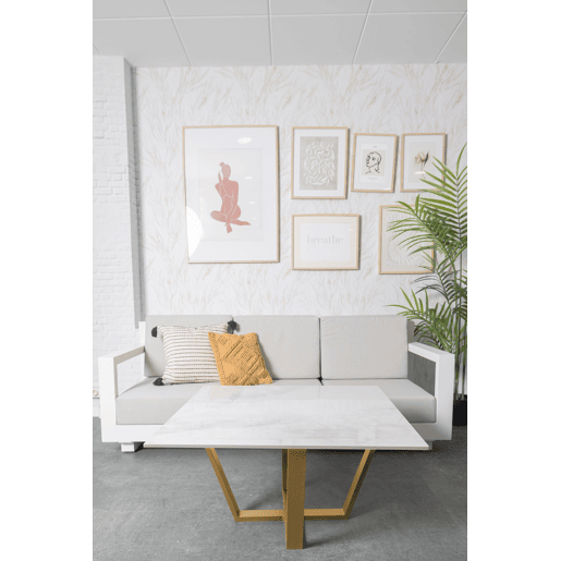 Mesa de centro com efeito mármore branco EXCALIBUR