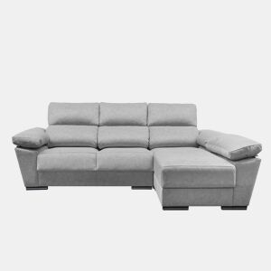Chaise longue 4 lugares reversível cinza claro LODIS