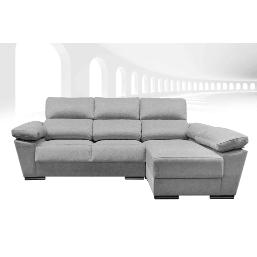 Chaise longue 4 lugares reversível cinza claro LODIS