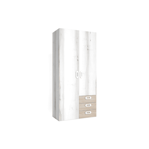 Roupeiro MOOD portas batentes e 3 gavetas 101x215cm branco