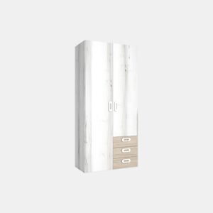 Roupeiro MOOD portas batentes e 3 gavetas 101x215cm branco