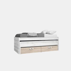 Cama nido MOOD 2 gavetas 90x190cm e 90x180cm branco e castanho
