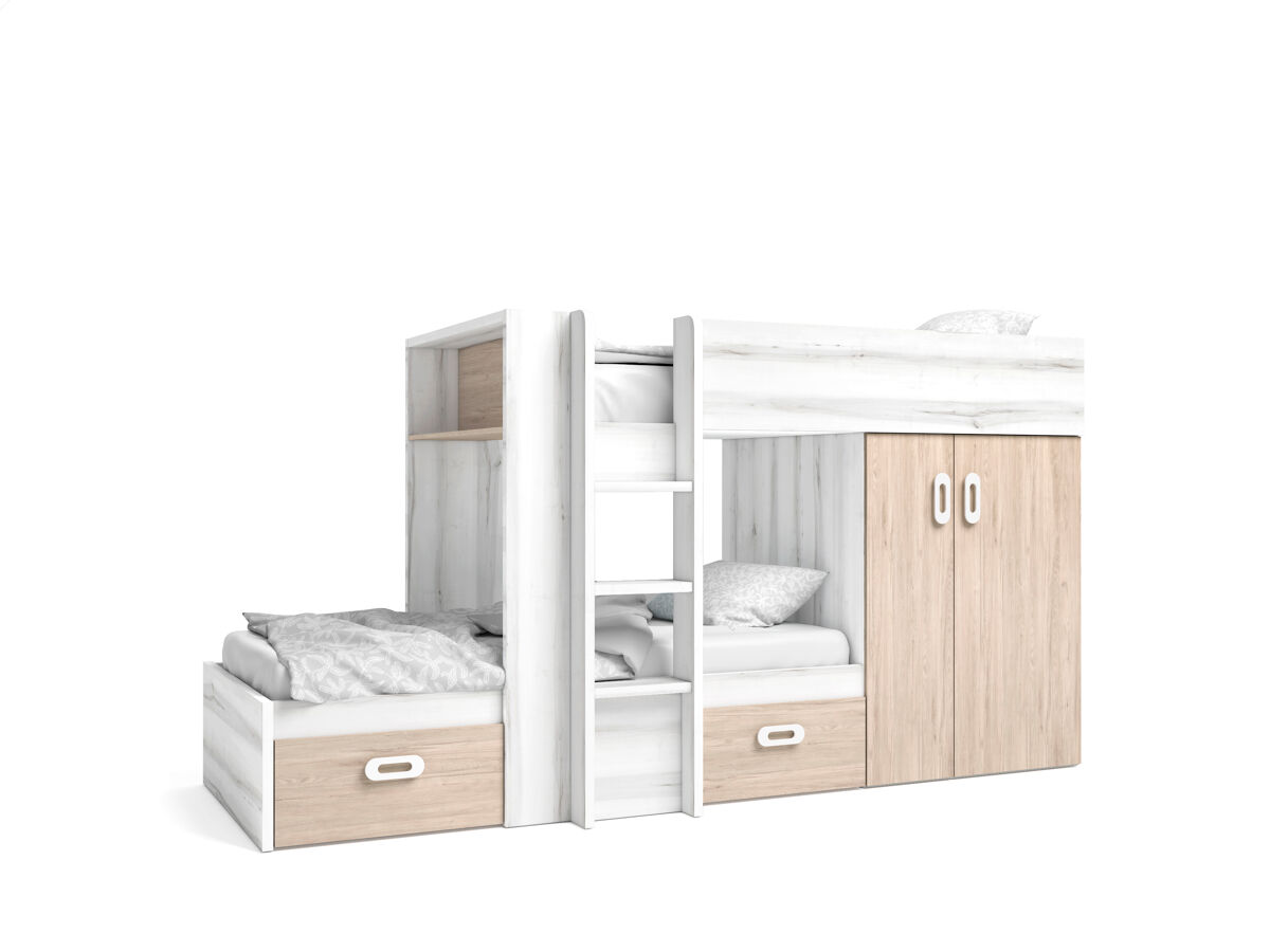 Litera tren 90x190cm mood blanco y marrón - conforama