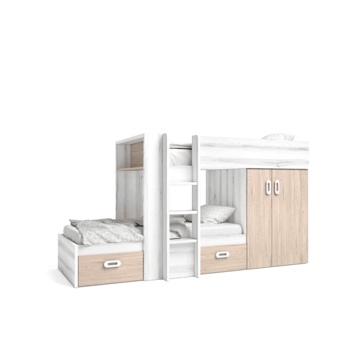 Beliche trem 90x190cm MOOD branco e castanho