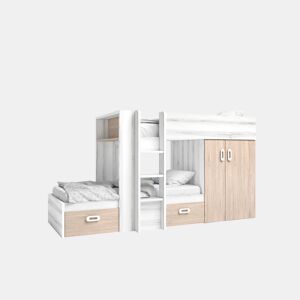 Beliche trem 90x190cm MOOD branco e castanho