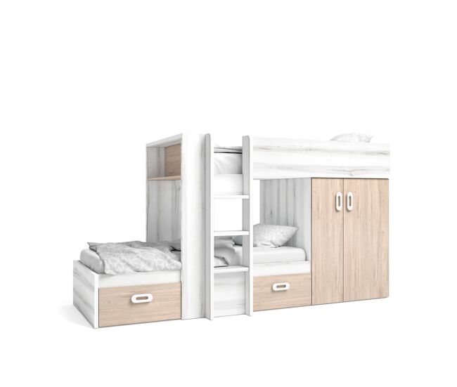 Litera tren 90x190cm mood blanco y marrón - conforama