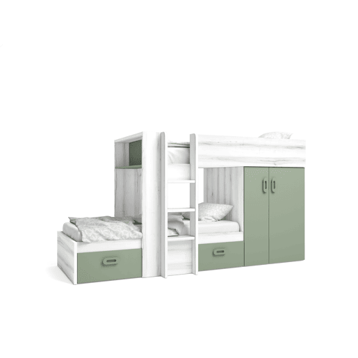 Beliche trem 90x190cm MOOD branco e verde Beliche trem 90x190cm MOOD branco e verde