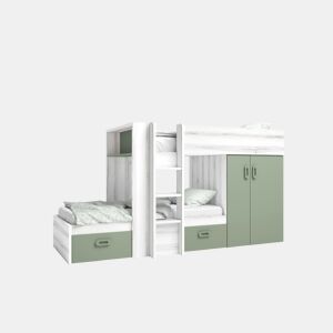 Beliche trem 90x190cm MOOD branco e verde