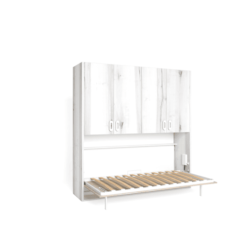 Cama abatÃvel MOOD 190x90cm com roupeiro branco e castanho Cama abatÃvel MOOD 190x90cm com roupeiro branco e castanho