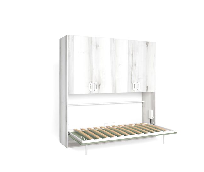 Cama abatible 190x90cm mood con armario blanco y verde - conforama