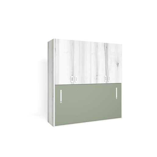 Cama abatível MOOD 190x90cm com roupeiro branco e verde