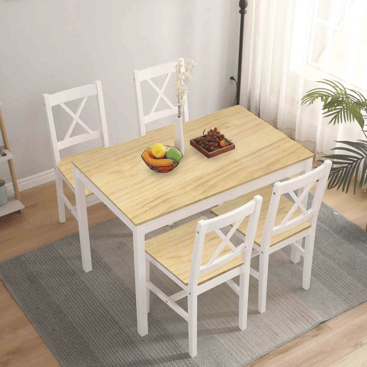 Conjunto de mesa com 4 cadeiras VERSALLES natural