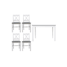 Conjunto de mesa com 4 cadeiras VERSALLES cinza