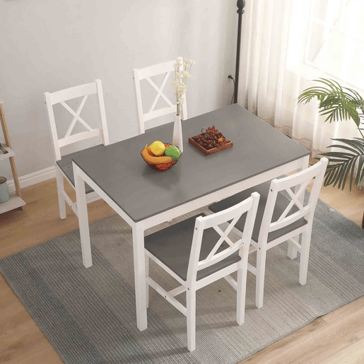 Conjunto de mesa com 4 cadeiras VERSALLES cinza Conjunto de mesa com 4 cadeiras VERSALLES cinza
