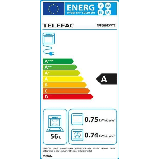 Fogão TELEFAC TFF6662XVTC vitrocerâmica 56 litros 60cm