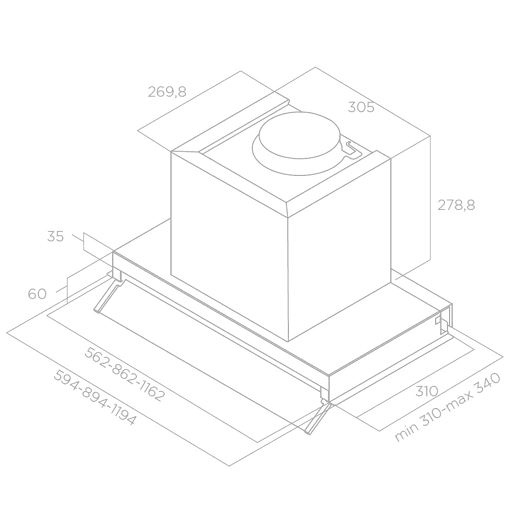 Exaustor encastrável TURBOAIR FACILE PLUS IXGLA90