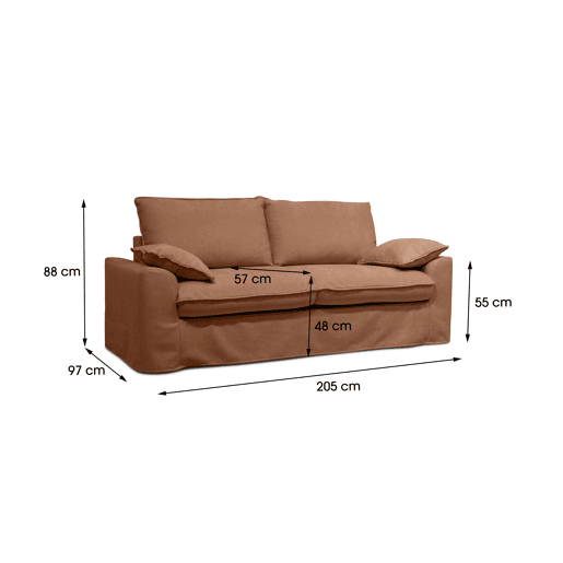 Sofá cama 3 lugares terracota VIALO
