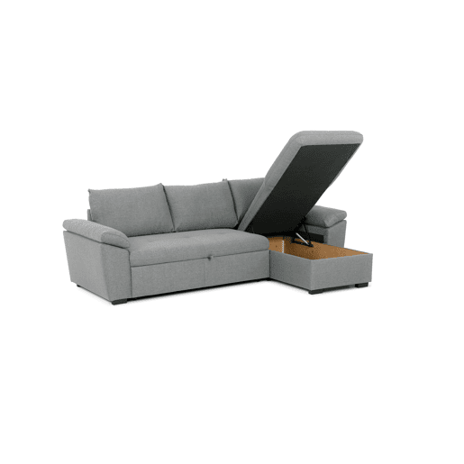 Chaise longue com cama ANTON reversível 3 lugares cinza