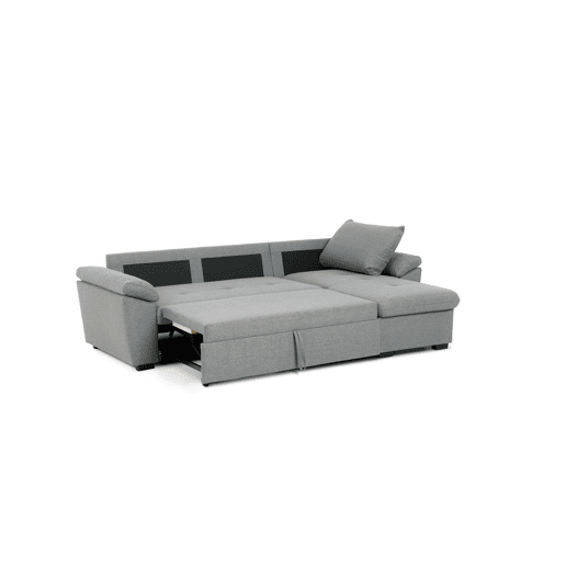 Chaise longue com cama ANTON reversível 3 lugares cinza